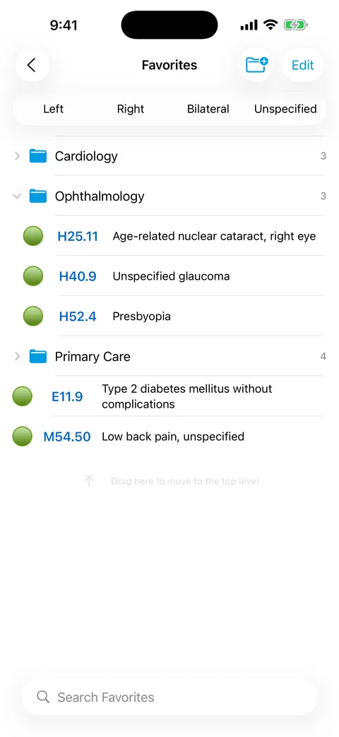 Favorites with groups in ICD10 Consult