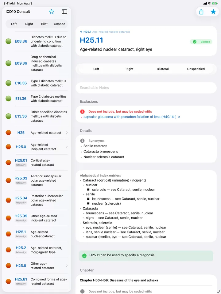 ICD10 Consult in iPad split view