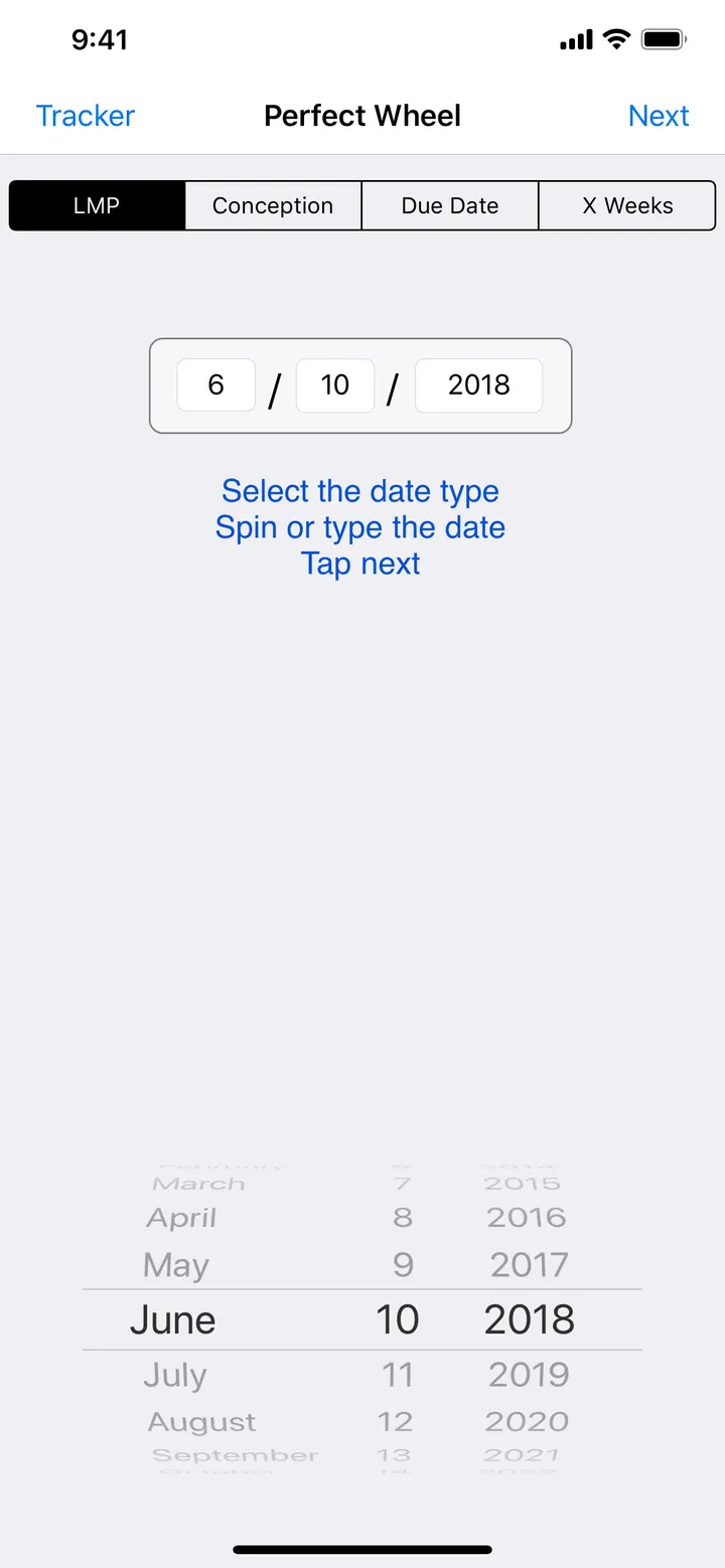 LMP date entry with keypad